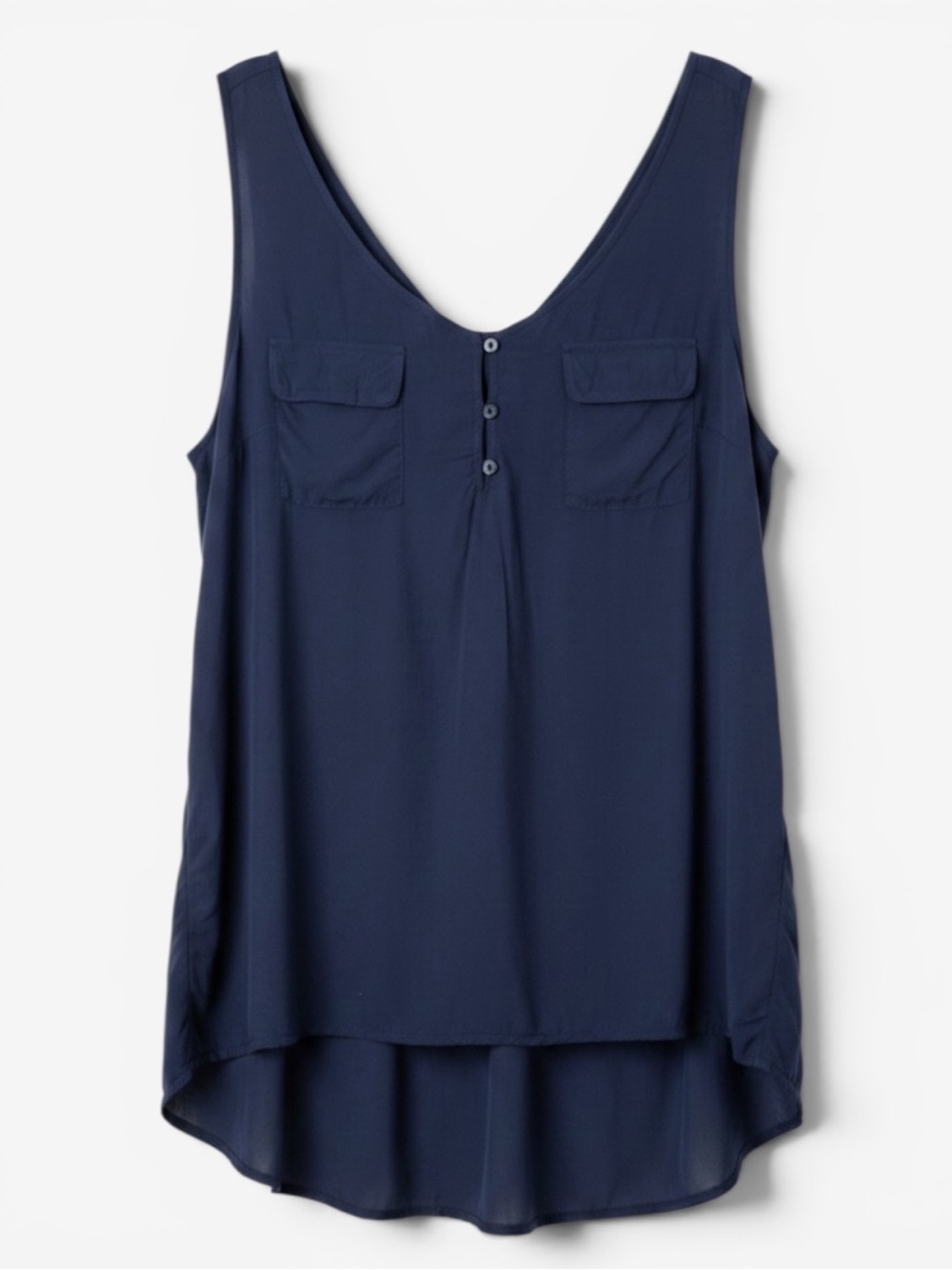 Torrid Swing Tank Navy Blue High Low Hem Henley Pocket Blouse Size 2X